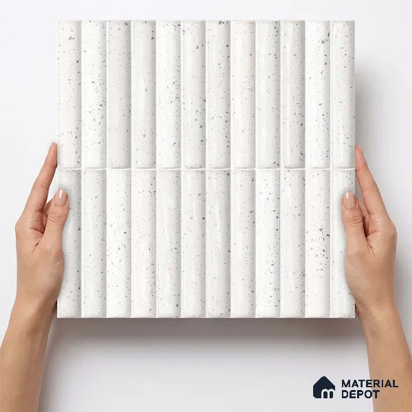 Faux Subway Wall Tile TL 11290 Speckled Ridge 1 ft x 1 ft Ceramic Glossy Finish Tile - 10 mm | Suitable For Bathroom, Dining Area, Kitchen Backsplash