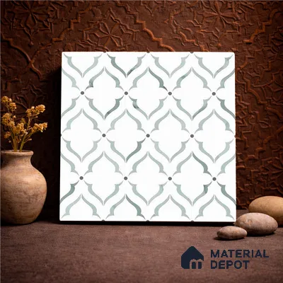 Moroccan Carving Wall & Floor Tile TL 11675 Mist Arabesque 1 ft x 1 ft Ceramic Carving Matte Finish Tile - 10 mm | Suitable For Bathroom, Dining Area, Kitchen