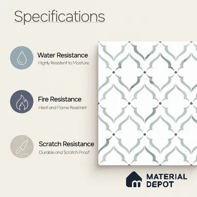 Moroccan Carving Wall & Floor Tile TL 11675 Mist Arabesque 1 ft x 1 ft Ceramic Carving Matte Finish Tile - 10 mm | Suitable For Bathroom, Dining Area, Kitchen