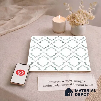 Moroccan Carving Wall & Floor Tile TL 11675 Mist Arabesque 1 ft x 1 ft Ceramic Carving Matte Finish Tile - 10 mm | Suitable For Bathroom, Dining Area, Kitchen