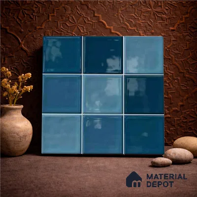 Faux Subway Wall Tile TL 11313 Azure Depths 1 ft x 1 ft Ceramic Glossy Finish Tile - 10 mm | Suitable For Bathroom, Balcony & Kitchen Backsplash (Sample)