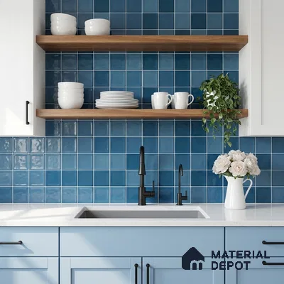 Faux Subway Wall Tile TL 11313 Azure Depths 1 ft x 1 ft Ceramic Glossy Finish Tile - 10 mm | Suitable For Bathroom, Balcony & Kitchen Backsplash (Sample)