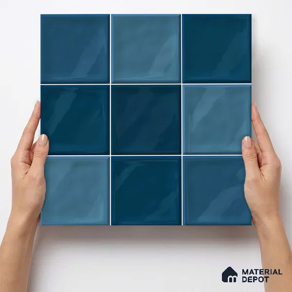 Faux Subway Wall Tile TL 11313 Azure Depths 1 ft x 1 ft Ceramic Glossy Finish Tile - 10 mm | Suitable For Bathroom, Balcony & Kitchen Backsplash (Sample)
