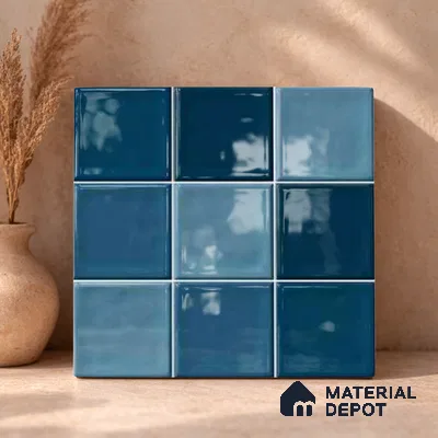 Faux Subway Wall Tile TL 11313 Azure Depths 1 ft x 1 ft Ceramic Glossy Finish Tile - 10 mm | Suitable For Bathroom, Balcony & Kitchen Backsplash (Sample)