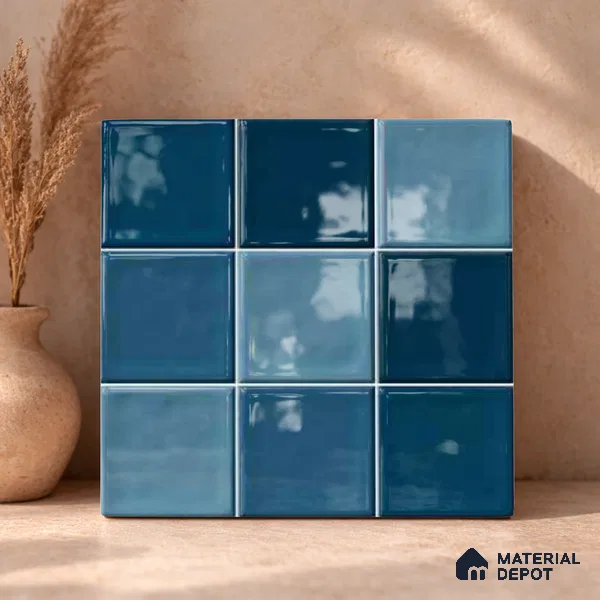 Faux Subway Wall Tile TL 11313 Azure Depths 1 ft x 1 ft Ceramic Glossy Finish Tile - 10 mm | Suitable For Bathroom, Balcony & Kitchen Backsplash (Sample)