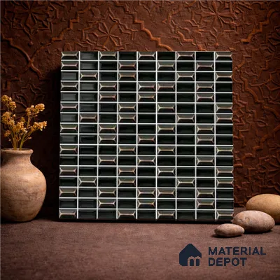 Faux Subway Wall Tile TL 11323 Ember Noir 1 ft x 1 ft Ceramic Glossy Finish Tile - 10 mm | Suitable For Bathroom, Kitchen Backsplash