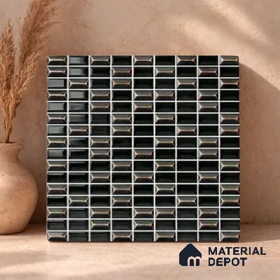 Faux Subway Wall Tile TL 11323 Ember Noir 1 ft x 1 ft Ceramic Glossy Finish Tile - 10 mm | Suitable For Bathroom, Kitchen Backsplash