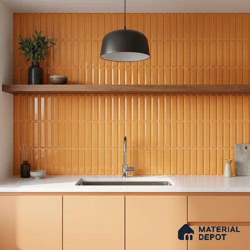 Faux Subway Wall Tile TL 11340 Golden Taper 1 ft x 1 ft Ceramic Glossy Finish Tile - 10 mm | Suitable For Bathroom, Balcony & Kitchen Backsplash