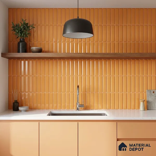 Faux Subway Wall Tile TL 11340 Golden Taper 1 ft x 1 ft Ceramic Glossy Finish Tile - 10 mm | Suitable For Bathroom, Balcony & Kitchen Backsplash