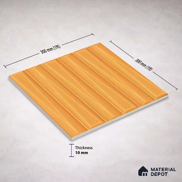 Faux Subway Wall Tile TL 11340 Golden Taper 1 ft x 1 ft Ceramic Glossy Finish Tile - 10 mm | Suitable For Bathroom, Balcony & Kitchen Backsplash