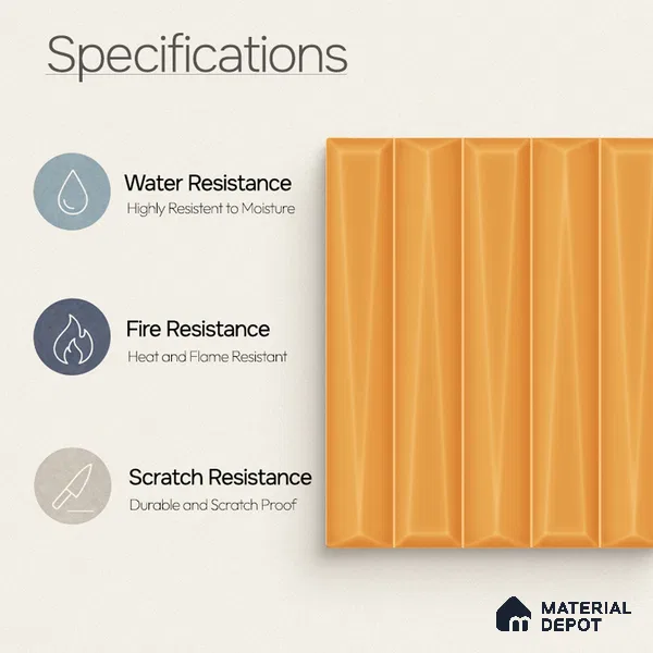Faux Subway Wall Tile TL 11340 Golden Taper 1 ft x 1 ft Ceramic Glossy Finish Tile - 10 mm | Suitable For Bathroom, Balcony & Kitchen Backsplash