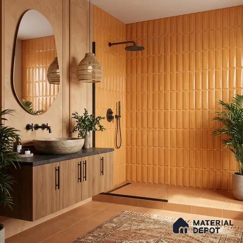 Faux Subway Wall Tile TL 11340 Golden Taper 1 ft x 1 ft Ceramic Glossy Finish Tile - 10 mm | Suitable For Bathroom, Kitchen Backsplash