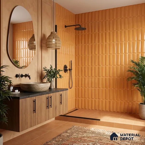 Faux Subway Wall Tile TL 11340 Golden Taper 1 ft x 1 ft Ceramic Glossy Finish Tile - 10 mm | Suitable For Bathroom, Balcony & Kitchen Backsplash