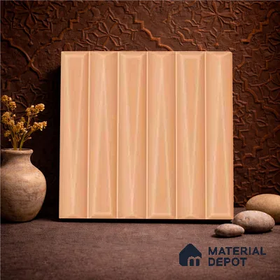 Faux Subway Wall Tile TL 11344 Apricot Prism 1 ft x 1 ft Ceramic Glossy Finish Tile - 10 mm | Suitable For Bathroom, Dining Area, Kitchen Backsplash
