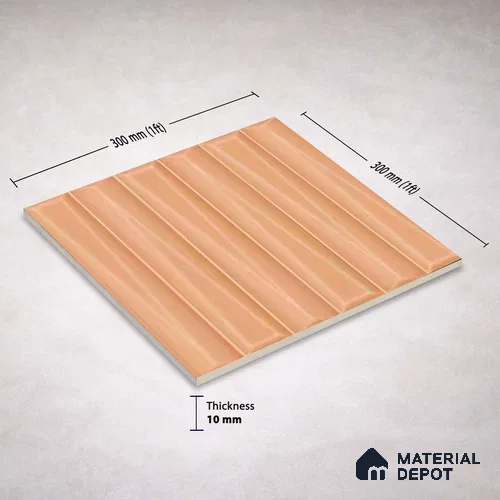 Faux Subway Wall Tile TL 11344 Apricot Prism 1 ft x 1 ft Ceramic Glossy Finish Tile - 10 mm | Suitable For Bathroom, Balcony & Kitchen Backsplash