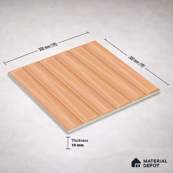 Faux Subway Wall Tile TL 11344 Apricot Prism 1 ft x 1 ft Ceramic Glossy Finish Tile - 10 mm | Suitable For Bathroom, Dining Area, Kitchen Backsplash