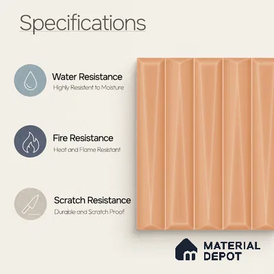 Faux Subway Wall Tile TL 11344 Apricot Prism 1 ft x 1 ft Ceramic Glossy Finish Tile - 10 mm | Suitable For Bathroom, Dining Area, Kitchen Backsplash
