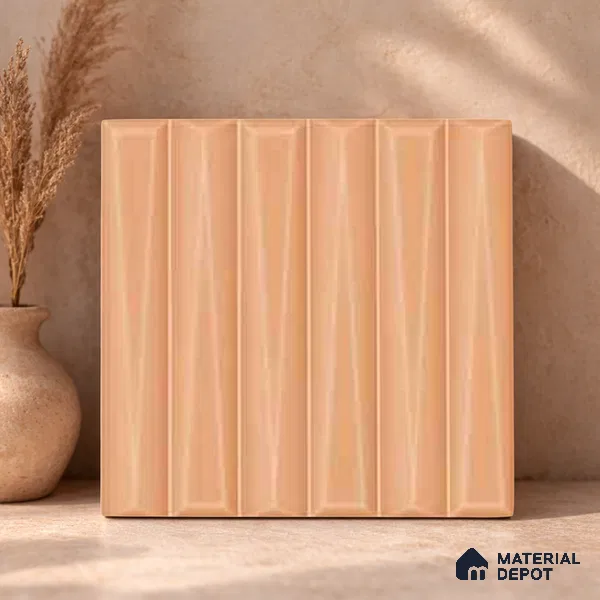 Faux Subway Wall Tile TL 11344 Apricot Prism 1 ft x 1 ft Ceramic Glossy Finish Tile - 10 mm | Suitable For Bathroom, Dining Area, Kitchen Backsplash