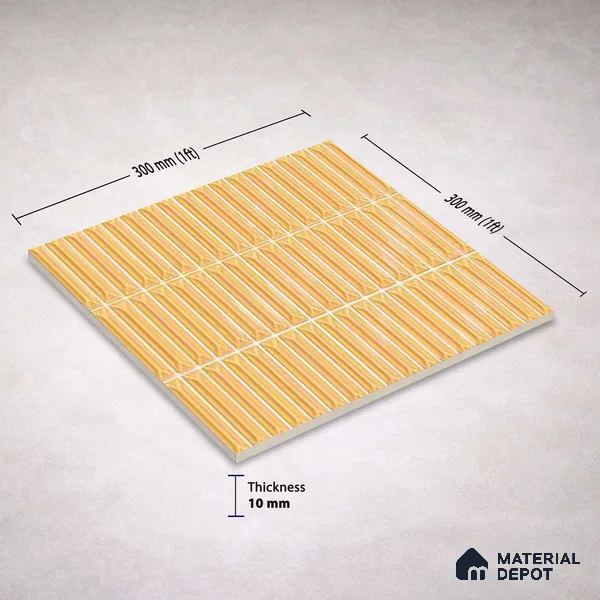 Faux Kitkat Subway Wall Tile TL 11307 Honey Arrow 1 ft x 1 ft Ceramic Glossy Finish Tile - 10 mm | Suitable For Bathroom, Dining Area, Kitchen Backsplash