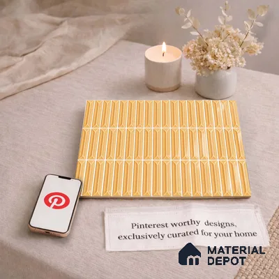 Faux Kitkat Subway Wall Tile TL 11307 Honey Arrow 1 ft x 1 ft Ceramic Glossy Finish Tile - 10 mm | Suitable For Bathroom, Dining Area, Kitchen Backsplash