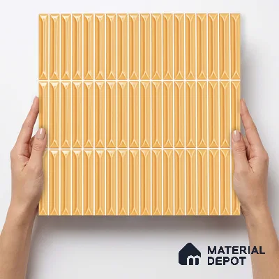 Faux Kitkat Subway Wall Tile TL 11307 Honey Arrow 1 ft x 1 ft Ceramic Glossy Finish Tile - 10 mm | Suitable For Bathroom, Dining Area, Kitchen Backsplash