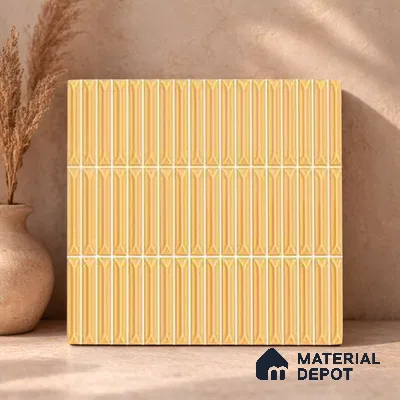 Faux Kitkat Subway Wall Tile TL 11307 Honey Arrow 1 ft x 1 ft Ceramic Glossy Finish Tile - 10 mm | Suitable For Bathroom, Dining Area, Kitchen Backsplash