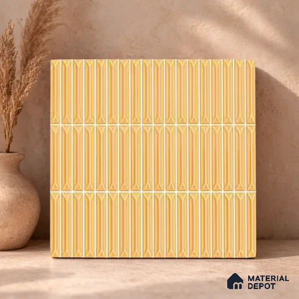 Faux Kitkat Subway Wall Tile TL 11307 Honey Arrow 1 ft x 1 ft Ceramic Glossy Finish Tile - 10 mm | Suitable For Bathroom, Dining Area, Kitchen Backsplash