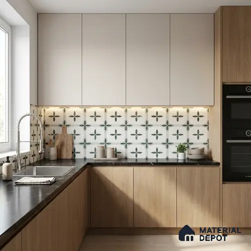 Moroccan Carving Wall & Floor Tile TL 11672 Emerald Courtyard 1 ft x 1 ft Ceramic Carving Matte Finish Tile - 10 mm | Suitable For Bathroom, Dining Area & Kitchen Backsplash