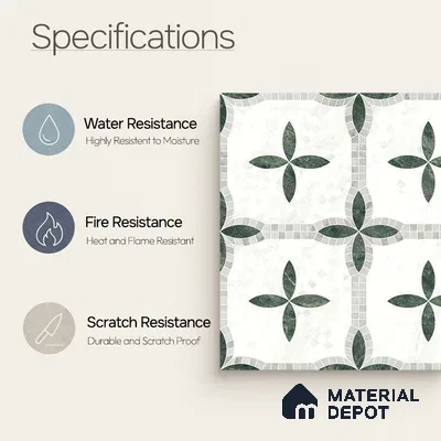 Moroccan Carving Wall & Floor Tile TL 11672 Emerald Courtyard 1 ft x 1 ft Ceramic Carving Matte Finish Tile - 10 mm | Suitable For Bathroom, Dining Area, Kitchen