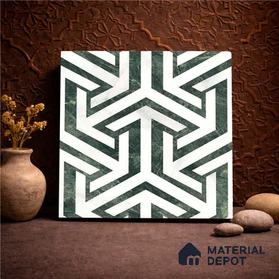 Moroccan Carving Wall & Floor Tile TL 11678 Verdant Maze 1 ft x 1 ft Ceramic Carving Matte Finish Tile - 10 mm | Suitable For Bathroom, Dining Area, Kitchen