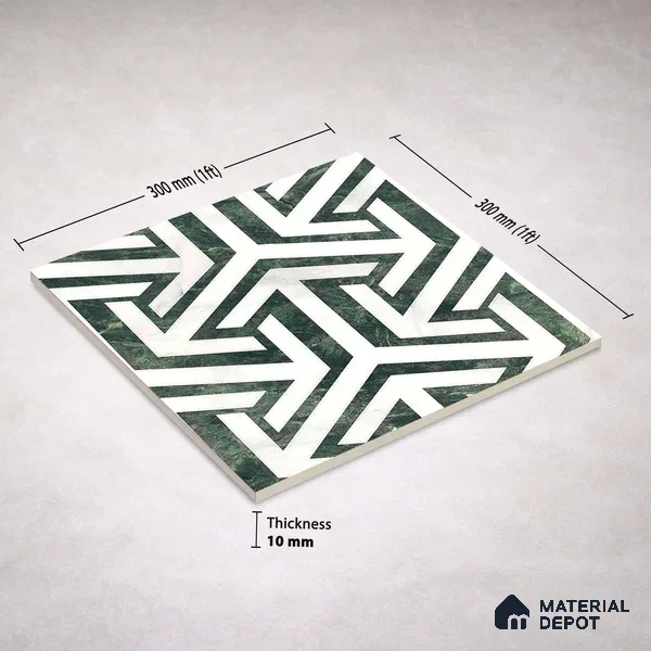 Moroccan Carving Wall & Floor Tile TL 11678 Verdant Maze 1 ft x 1 ft Ceramic Carving Matte Finish Tile - 10 mm | Suitable For Bathroom, Dining Area, Kitchen