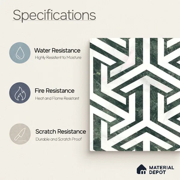Moroccan Carving Wall & Floor Tile TL 11678 Verdant Maze 1 ft x 1 ft Ceramic Carving Matte Finish Tile - 10 mm | Suitable For Bathroom, Dining Area, Kitchen