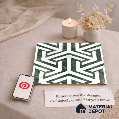 Moroccan Carving Wall & Floor Tile TL 11678 Verdant Maze 1 ft x 1 ft Ceramic Carving Matte Finish Tile - 10 mm | Suitable For Bathroom, Dining Area, Kitchen