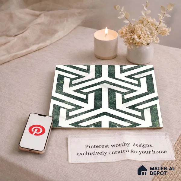 Moroccan Carving Wall & Floor Tile TL 11678 Verdant Maze 1 ft x 1 ft Ceramic Carving Matte Finish Tile - 10 mm | Suitable For Bathroom, Dining Area, Kitchen