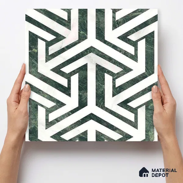 Moroccan Carving Wall & Floor Tile TL 11678 Verdant Maze 1 ft x 1 ft Ceramic Carving Matte Finish Tile - 10 mm | Suitable For Bathroom, Dining Area, Kitchen