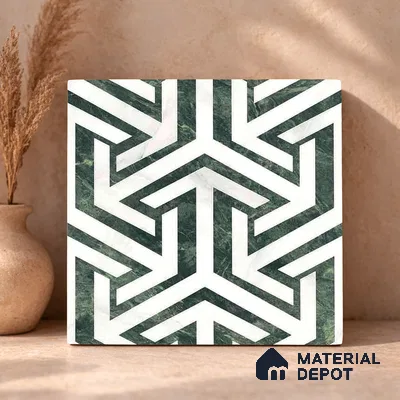 Moroccan Carving Wall & Floor Tile TL 11678 Verdant Maze 1 ft x 1 ft Ceramic Carving Matte Finish Tile - 10 mm | Suitable For Bathroom, Dining Area, Kitchen