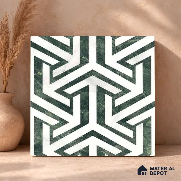 Moroccan Carving Wall & Floor Tile TL 11678 Verdant Maze 1 ft x 1 ft Ceramic Carving Matte Finish Tile - 10 mm | Suitable For Bathroom, Dining Area, Kitchen