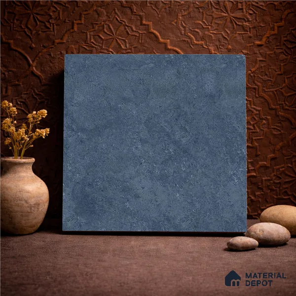 Plain Wall & Floor Dark Tile TL 11189 Indigo Slate 1 ft x 1 ft Ceramic Matte Finish Tile - 10 mm | Suitable For Bathroom, Balcony & Kitchen Backsplash