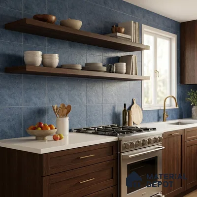 Plain Wall & Floor Dark Tile TL 11189 Indigo Slate 1 ft x 1 ft Ceramic Matte Finish Tile - 10 mm | Suitable For Bathroom, Balcony & Kitchen Backsplash