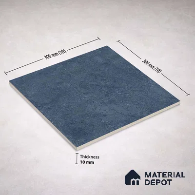 Plain Wall & Floor Dark Tile TL 11189 Indigo Slate 1 ft x 1 ft Ceramic Matte Finish Tile - 10 mm | Suitable For Bathroom, Balcony & Kitchen Backsplash