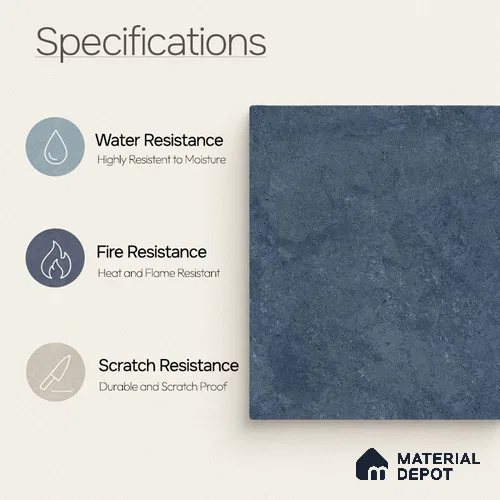 Plain Wall & Floor Dark Tile TL 11189 Indigo Slate 1 ft x 1 ft Ceramic Matte Finish Tile - 10 mm | Suitable For Bathroom, Balcony & Kitchen Backsplash