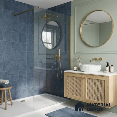 Plain Wall & Floor Dark Tile TL 11189 Indigo Slate 1 ft x 1 ft Ceramic Matte Finish Tile - 10 mm | Suitable For Bathroom, Balcony & Kitchen Backsplash