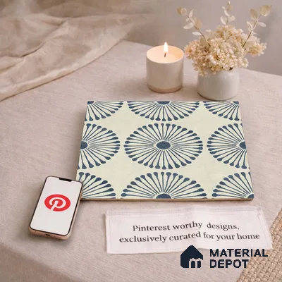 Moroccan Wall & Floor Highlighter 1 Tile TL 11190 Indigo Bloom 1 ft x 1 ft Ceramic Matte Finish Tile - 10 mm | Suitable For Kitchen, Bathroom, Balcony