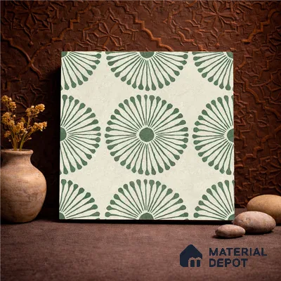 Moroccan Wall & Floor Highlighter 2 Tile TL 11191 Sage Radiance 1 ft x 1 ft Ceramic Matte Finish Tile - 10 mm | Suitable For Kitchen, Bathroom, Balcony