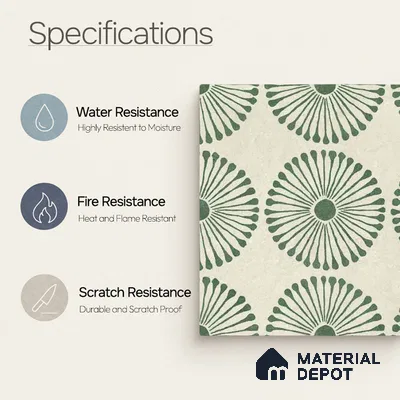 Moroccan Wall & Floor Highlighter 2 Tile TL 11191 Sage Radiance 1 ft x 1 ft Ceramic Matte Finish Tile - 10 mm | Suitable For Kitchen, Bathroom, Balcony
