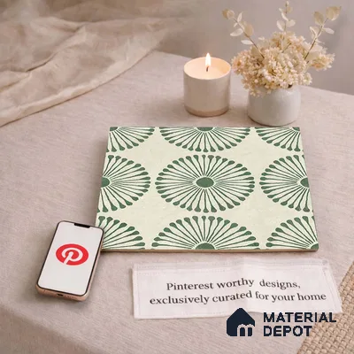 Moroccan Wall & Floor Highlighter 2 Tile TL 11191 Sage Radiance 1 ft x 1 ft Ceramic Matte Finish Tile - 10 mm | Suitable For Kitchen, Bathroom, Balcony
