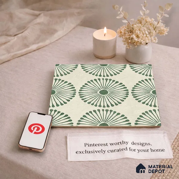 Moroccan Wall & Floor Highlighter 2 Tile TL 11191 Sage Radiance 1 ft x 1 ft Ceramic Matte Finish Tile - 10 mm | Suitable For Kitchen, Bathroom, Balcony