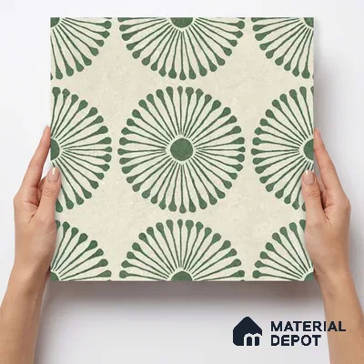 Moroccan Wall & Floor Highlighter 2 Tile TL 11191 Sage Radiance 1 ft x 1 ft Ceramic Matte Finish Tile - 10 mm | Suitable For Kitchen, Bathroom, Balcony