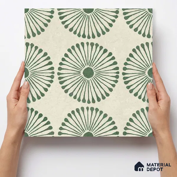 Moroccan Wall & Floor Highlighter 2 Tile TL 11191 Sage Radiance 1 ft x 1 ft Ceramic Matte Finish Tile - 10 mm | Suitable For Kitchen, Bathroom, Balcony