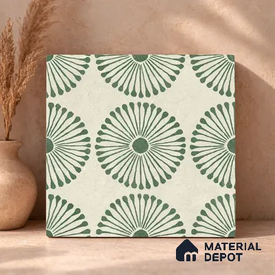 Moroccan Wall & Floor Highlighter 2 Tile TL 11191 Sage Radiance 1 ft x 1 ft Ceramic Matte Finish Tile - 10 mm | Suitable For Kitchen, Bathroom, Balcony